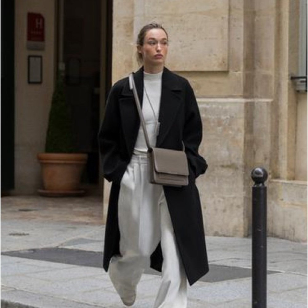 Zara Black Wool Drop Shoulder Slouch Coat